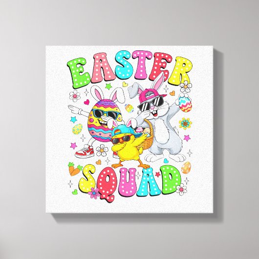 Toile Groovy Funny Rabbit Egg Chick Easter Squad Day Men (Recto)