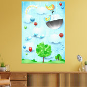 Toile Gros arbre et oiseaux volants (Insitu(Salon))