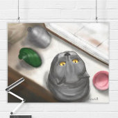 Toile Gros gros chat gris. С tableau.