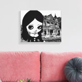 Toile Gros oeil Goth girl Maison hantée Art original (Insitu(Salon))