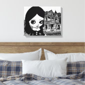Toile Gros oeil Goth girl Maison hantée Art original (Insitu(Chambre))