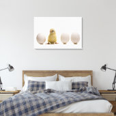 Toile Gros plan d'un bébé poussin avec trois oeufs (Insitu(Chambre))
