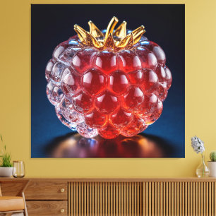 Toile Gros plan sur une framboise en cristal rouge de lu