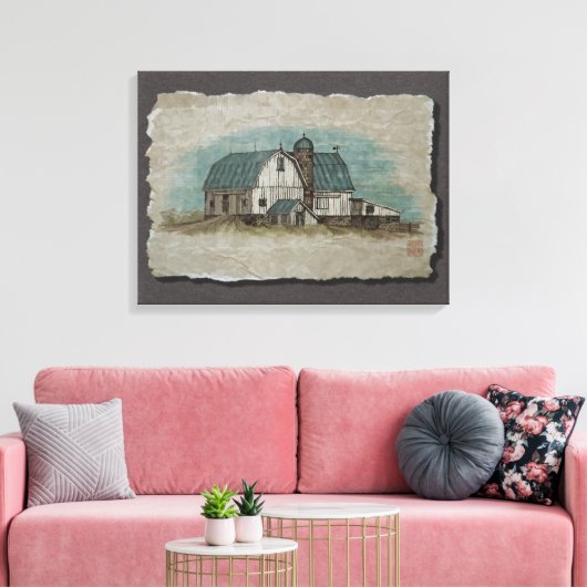 Toile Grosse grange Amish blanche (Insitu(Salon))