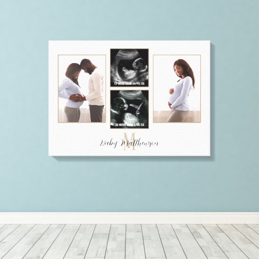 Toile Grossesse 4 photo Collage Monogramme initial (Insitu (Plancher de Bois))