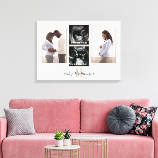 Toile Grossesse 4 photo Collage Monogramme initial (Insitu(Salon))
