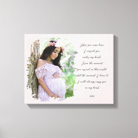 Toile Grossesse Maternité Bébé Devant Citation Moderne (Recto)