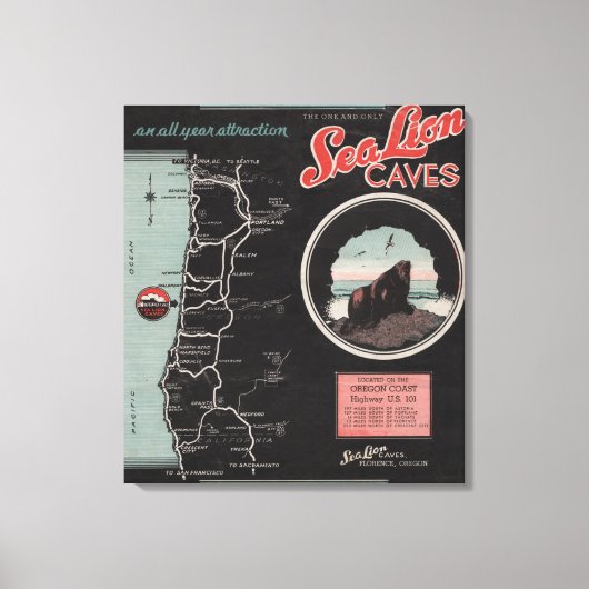Toile Grottes de lions de mer, Florence, Oregon (Recto)