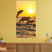 Toile groupe de dauphins saute joyeusement des vagues (Insitu(Salon))