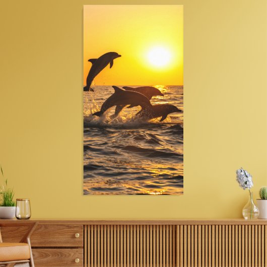 Toile groupe de dauphins saute joyeusement des vagues (Insitu(Salon))