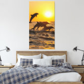 Toile groupe de dauphins saute joyeusement des vagues (Insitu(Chambre))