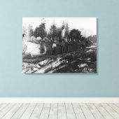 Toile Groupe de Lumberjacks sur une grande photo en rond (Insitu (Plancher de Bois))