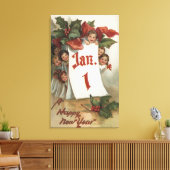 Toile Groupe d'enfants se cachant derrière le calendrier (Insitu(Salon))