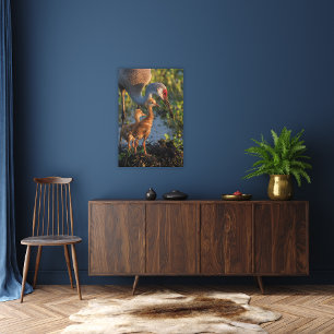 Toile Grue de Sandhill avec poussins, Floride