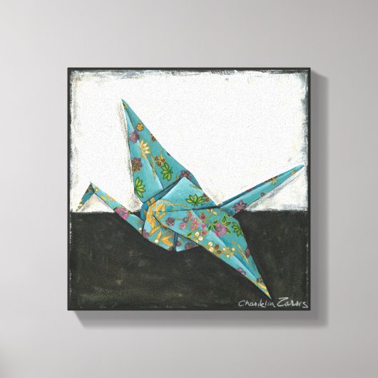Toile Grue Origami aux motifs floraux (Recto)