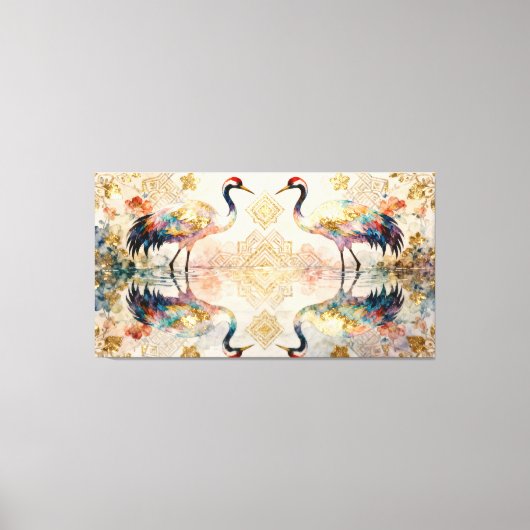 Toile Grues célestes en harmonie - Aquarelles (Recto)
