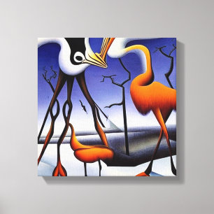 Toile Grues sur le paysage hivernal