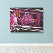 Toile Grunge floral Abstrait (Insitu (Plancher de Bois))