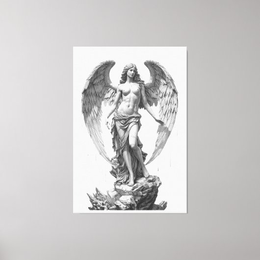 Toile Guardian Angel: White Marble Sculpture (Recto)