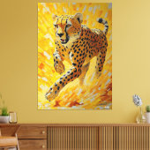 Toile Guépard en course dans un style impasto vibrant (Insitu(Salon))
