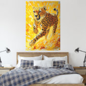 Toile Guépard en course dans un style impasto vibrant (Insitu(Chambre))