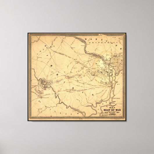 Toile Guerre civile Première bataille de Bull Run Carte  (Recto)