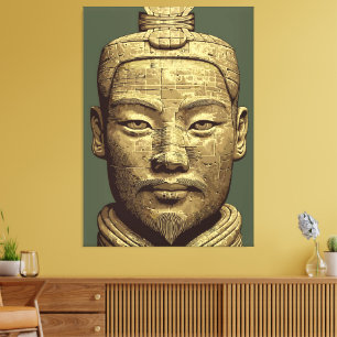 Toile Guerrier en terre cuite - Art doré antique