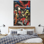 Toile Guerrier japonais combattant un serpent géant (Insitu(Chambre))