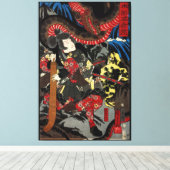Toile Guerrier japonais combattant un serpent géant (Insitu (Plancher de Bois))