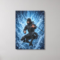 Guerrier Ninja dans l'eau, œuvre d'art japonaise m