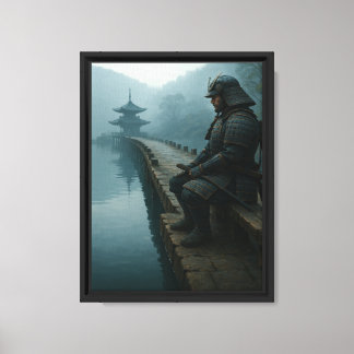 Toile Guerrier Samouraï par le temple du lac Misty