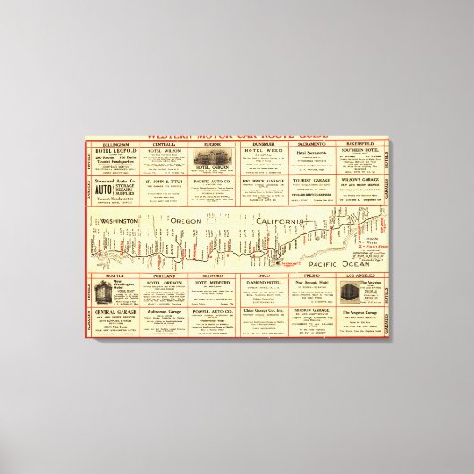 Toile Guide de la route automobile de l'OuestCarte panor (Recto)