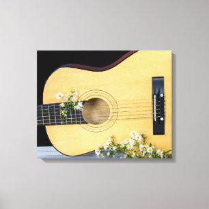 Toile Guitare avec grille fleur sauvage