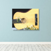 Toile Guitare avec grille fleur sauvage (Insitu (Plancher de Bois))