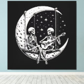 Toile Guitare de lune de couple de squelettes (Insitu (Plancher de Bois))