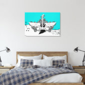 Toile Guitare électrique en noir blanc avec ailes imprim (Insitu(Chambre))