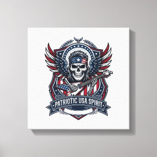 Toile Guitariste de la Liberté Patriotique Crâne Musique