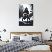 Toile Guitariste de Rock Épique Effet de Fumée (Insitu(Chambre))