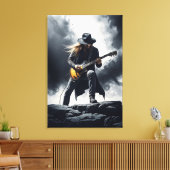 Toile Guitariste de Rock Épique Effet de Fumée (Insitu(Salon))