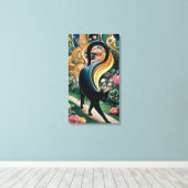 Toile Gustav Klimt Chat noir dans un jardin de fleurs, A (Insitu (Plancher de Bois))