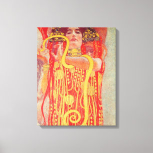 Toile Gustav Klimt Femme Rouge Peinture de Serpent en Or