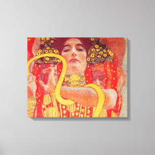 Toile Gustav Klimt Femme Rouge Peinture de serpent en or