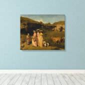 Toile Gustave Courbet - Jeunes Dames du Village (Insitu (Plancher de Bois))