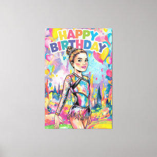 Toile Gymnastique coloré peint anniversaire personnalisé