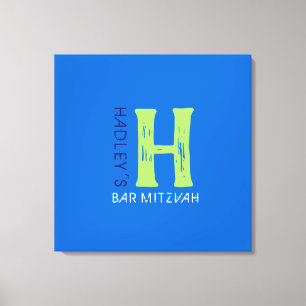 Toile H Monogramme Premier Bat mitzvah de barre Carte d'