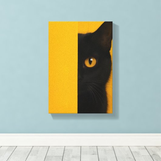 Toile Half-Black Cat Minimalist Canvas Art (Insitu (Plancher de Bois))