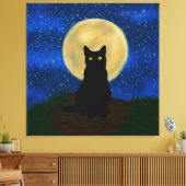 Toile Halloween Chat noir Silhouette Lune (Insitu(Salon))