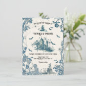 Toile Halloween chateau bruiloft uitnodiging (Staand voorkant)