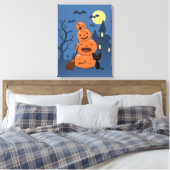 Toile Halloween Citrouilles et chat noir (Insitu(Chambre))