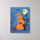 Toile Halloween Citrouilles et chat noir (Recto)